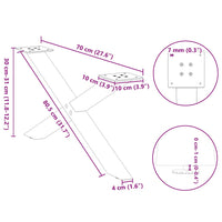 Gambe per Tavolino da Caffè a Forma di X 2 pz Nere 70x(30-31) cm Acciaio