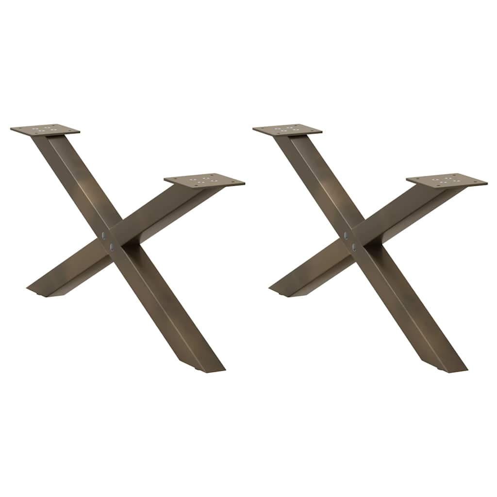 Gambe Tavolino Caffè a X 2 pz Naturale 70x(30-31) cm in Acciaio 4012887