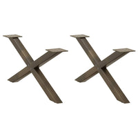 Gambe Tavolino Caffè a X 2 pz Naturale 70x(30-31) cm in Acciaio 4012887