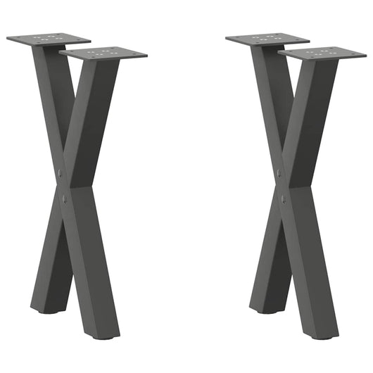 Set di 2 gambe per tavolino a forma di X 38 x 42-43 cm con piedini regolabili design moderno in acciaio antracite 02_0057168
