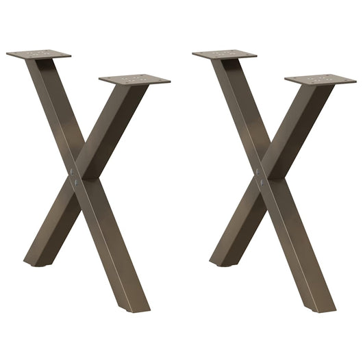 Set di 2 gambe per tavolino da caffè a forma di X 50 x 43 cm con piedini regolabili design moderno acciaio naturale 02_0057172