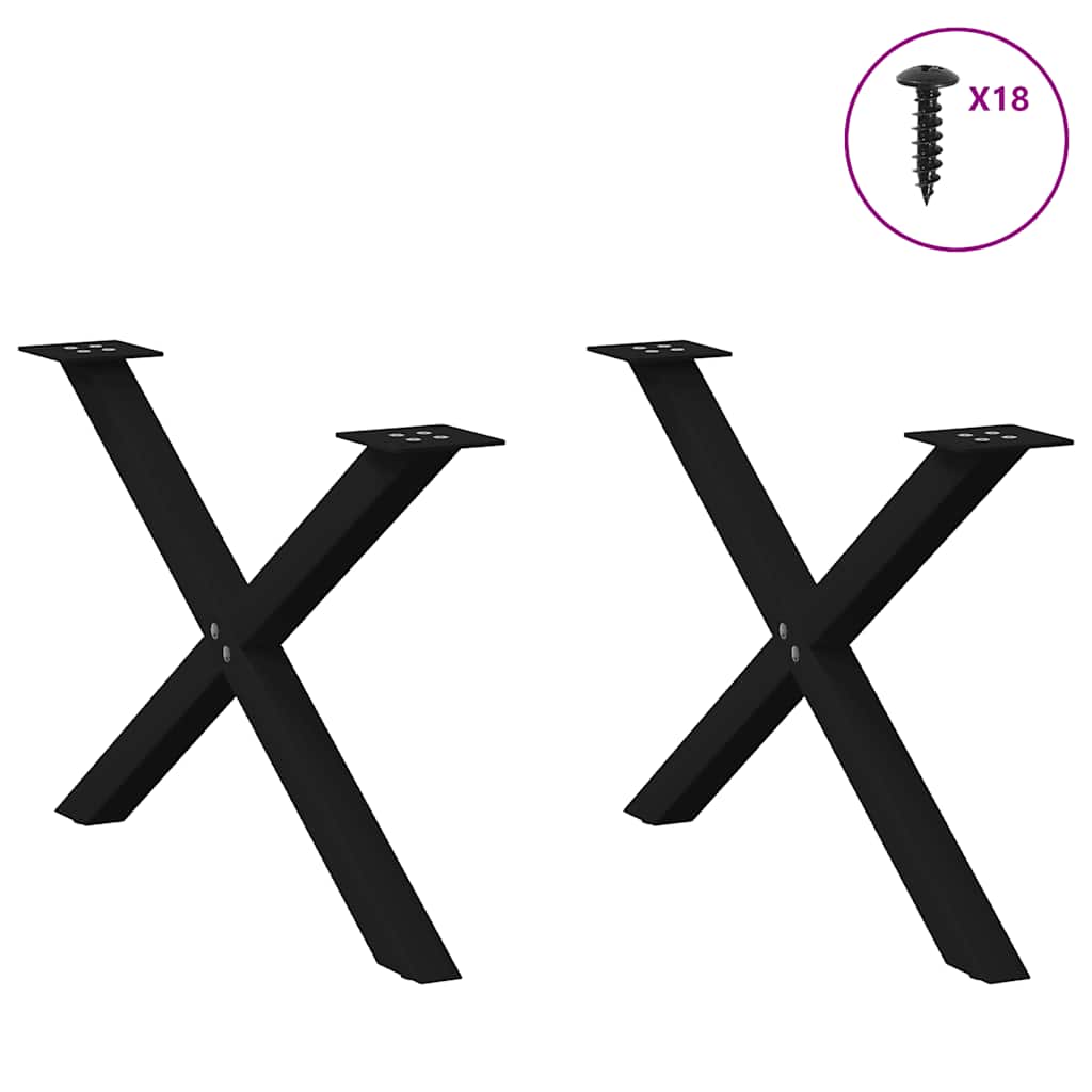 Gambe per Tavolino da Caff¨¨ a Forma di X 2 pz-Set di 2 Gamba per Tavolo Nere 70x(42-43) cm Acciaio 324199