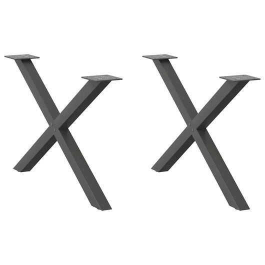 Set di 2 gambe per tavolino a forma di X 70 x 43 cm con piedini regolabili stile moderno acciaio antracite 02_0057179