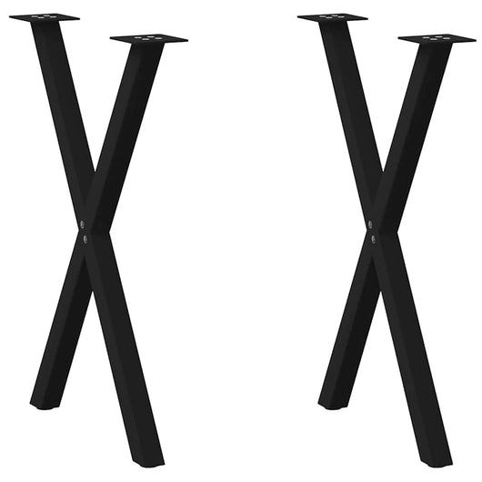 Set di 2 gambe per tavolo da pranzo a forma di X 50 x 72 cm supporto robusto finitura moderna in acciaio nero 02_0057181