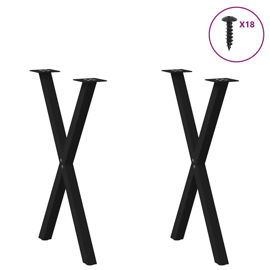 Set di 2 gambe per tavolo da pranzo a forma di X 50 x 72 cm supporto robusto finitura moderna in acciaio nero 02_0057181