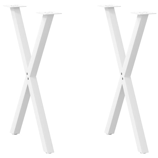 Set di 2 gambe per tavolo da pranzo a forma di X 50 x 72 cm con piedini regolabili design moderno acciaio bianco 02_0057182