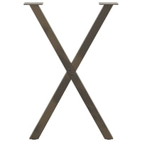 Gambe per tavolo da pranzo a forma di X 2 pz in acciaio naturale 57x(72-73) cm 4012915