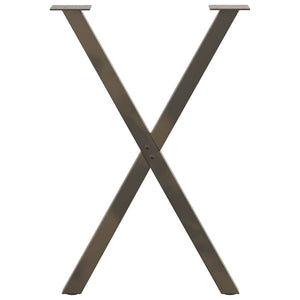 Gambe per tavolo da pranzo a forma di X 2 pz in acciaio naturale 57x(72-73) cm 4012915