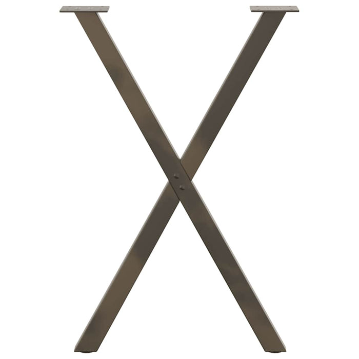 Gambe per tavolo da pranzo a forma di X 2 pz in acciaio naturale 57x(72-73) cm 4012915