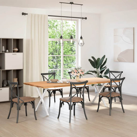 Gambe per tavolo da pranzo a forma di X 2 pz bianche 70x(72-73) cm in acciaio