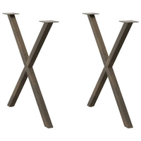Gambe per tavolo da pranzo a forma di X 2 pz in acciaio naturale 80x(72-73) cm