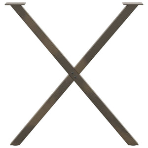Gambe per tavolo da pranzo a forma di X 2 pz in acciaio naturale 80x(72-73) cm