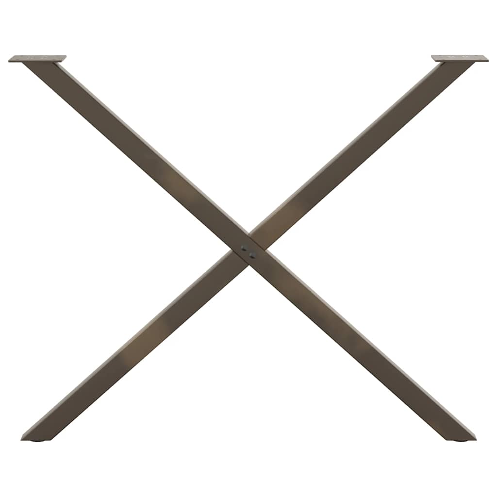 vidaXL Gambe per tavolo da pranzo a forma di X 2 pz in acciaio naturale 90x(72-73) cm