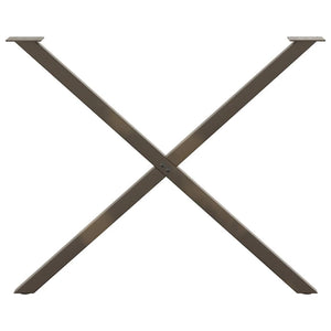 Gambe per tavolo da pranzo a forma di X 2 pz in acciaio naturale 90x(72-73) cm 4012927