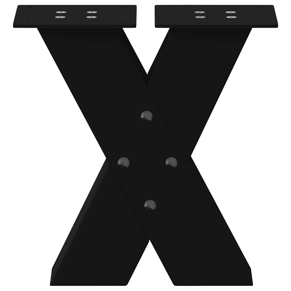 vidaXL Gambe per Tavolino da Caffè a Forma di X 2 pz Nere 40x(30-31) cm Acciaio