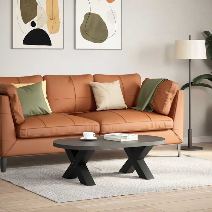 Gambe per Tavolino da Caffè a X 2 pz Nere 50x(30-31) cm Acciaio