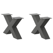 Set di 2 gambe per tavolino da caffè robuste e moderne a forma di X 50 x 30 cm in acciaio antracite 02_0057210