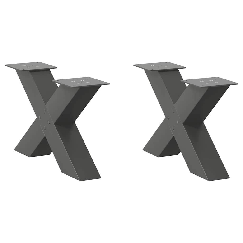 Set di 2 gambe per tavolino da caffè robuste e moderne a forma di X 50 x 30 cm in acciaio antracite 02_0057210