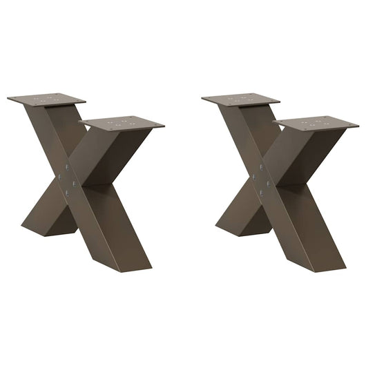 Set di 2 gambe per tavolino da caffè moderne a forma di X 50 x 31 cm con piedini regolabili in acciaio naturale 02_0057211