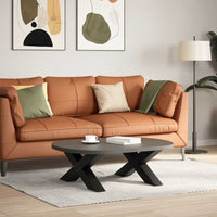 vidaXL Gambe per Tavolino da Caffè a Forma di X 2 pz Nere 70x(30-31) cm Acciaio