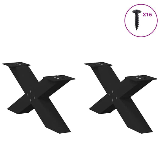 Gambe per Tavolino da Caffè a Forma di X 2 pz Nere 70x(30-31) cm Acciaio 4012944