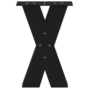 Gambe per Tavolino da Caffè a Forma di X 2 pz Nere 28x(42-43) cm Acciaio