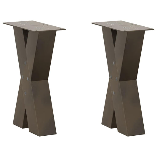 Set di 2 gambe regolabili per tavolino da caffè a forma di X 28 x 43 cm in acciaio verniciato a polvere naturale 02_0057223