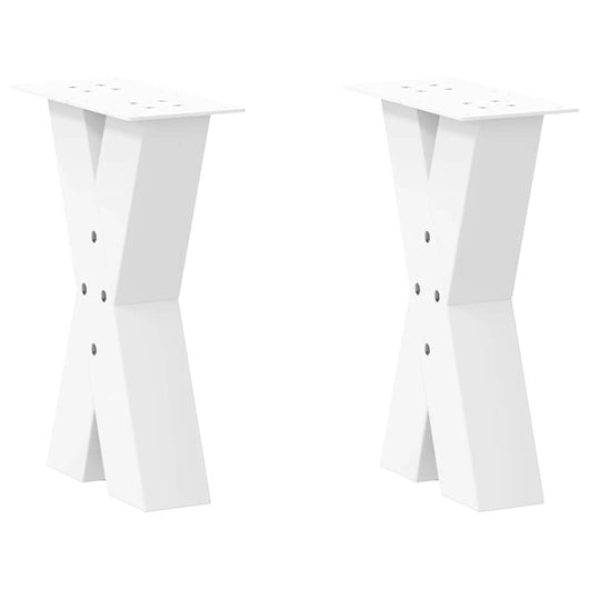 Set di 2 gambe regolabili per tavolino da caffè a forma di X 38 x 42-43 cm acciaio verniciato a polvere bianco 02_0057225