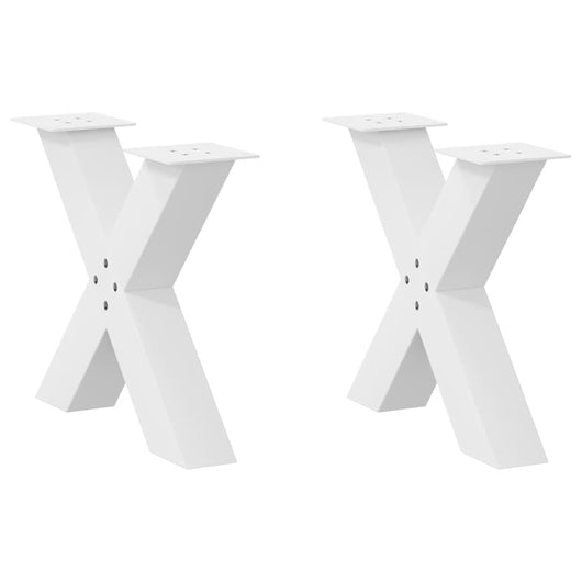 Set di 2 gambe per tavolino da caffè a forma di X 50 x 43 cm con piedini regolabili design moderno acciaio bianco 02_0057229