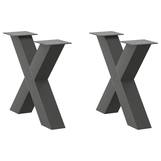 Set di 2 gambe per tavolino da caffè a forma di X robuste e regolabili 60 x 43 cm design moderno acciaio antracite 02_0057234