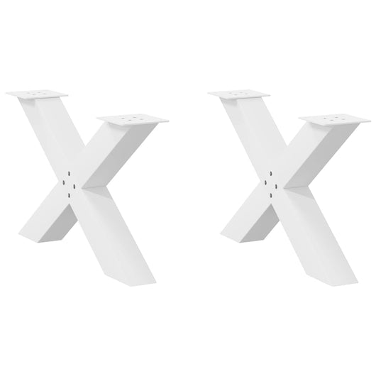 Set di 2 gambe regolabili per tavolino da caffè a forma di X 70 x 42 x 43 cm acciaio bianco 02_0057237