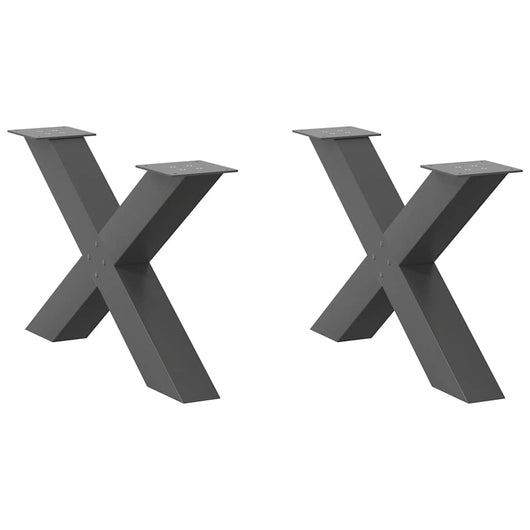 Set di 2 gambe per tavolino da caffè dal design moderno a forma di X con piedini regolabili 70 x 43 cm acciaio antracite 02_0057238