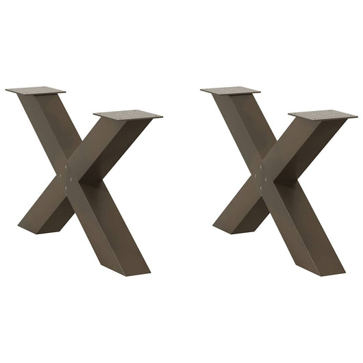 Set di 2 gambe per tavolino da caffè robuste e regolabili a forma di X 70 x 42 cm design moderno acciaio naturale 02_0057239