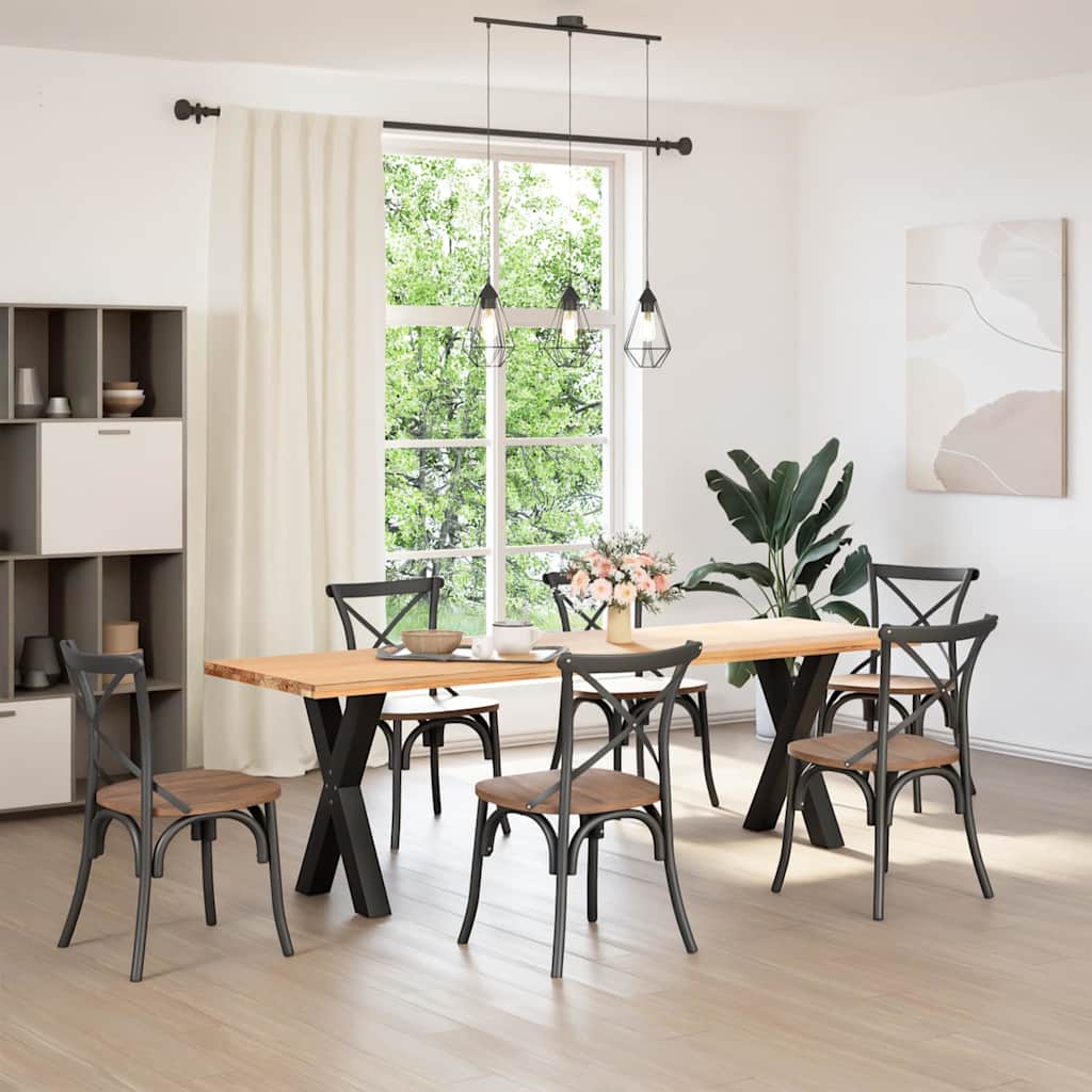 Gambe Tavolo Pranzo a Forma X 2 pz Nero 50x(72-73) cm Acciaio 4012968