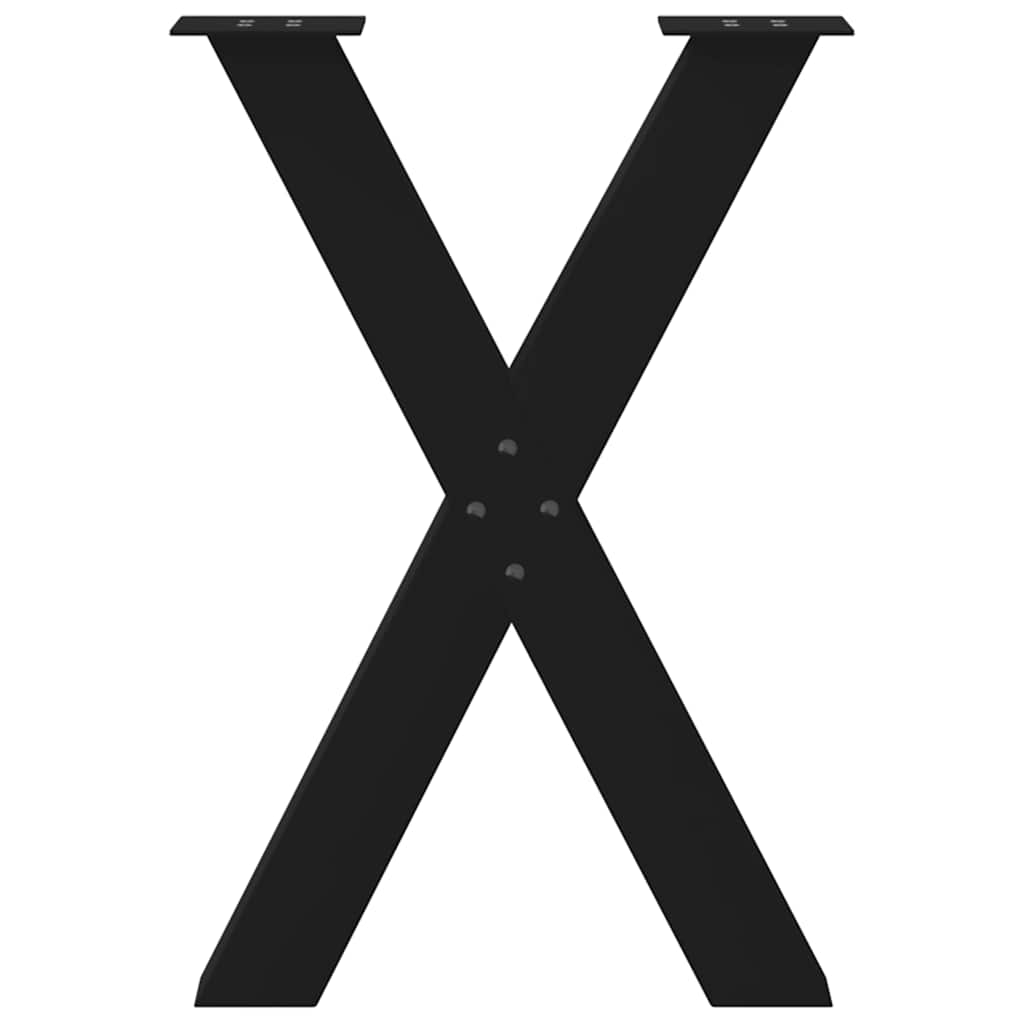 Gambe Tavolo Pranzo a Forma X 2 pz Nero 50x(72-73) cm Acciaio 4012968