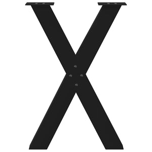 Gambe Tavolo Pranzo a Forma X 2 pz Nero 50x(72-73) cm Acciaio 4012968