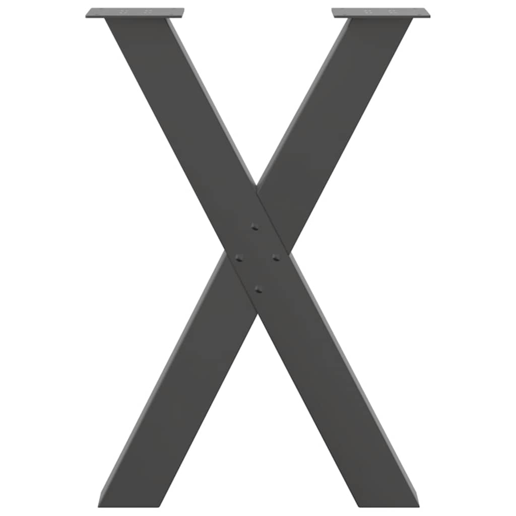 Gambe per tavolo da pranzo a forma di X 2 pz Antracite 50x(72-73) cm Acciaio 4012970