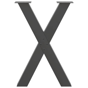 Gambe per tavolo da pranzo a forma di X 2 pz Antracite 50x(72-73) cm Acciaio 4012970