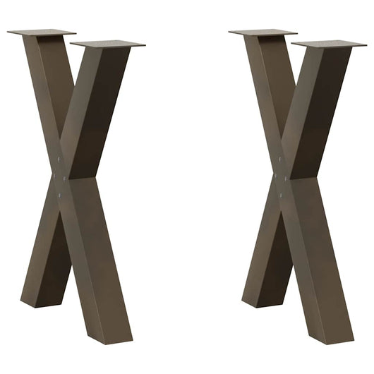 Set di 2 gambe robuste per tavolo da pranzo a forma di X 50 x 73 cm con piedini livellatori design moderno acciaio naturale 02_0057243