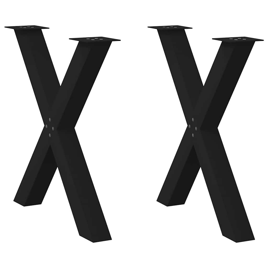 Set di 2 gambe robuste a forma di X per tavolo da pranzo 70 x 73 cm acciaio nero 02_0057248