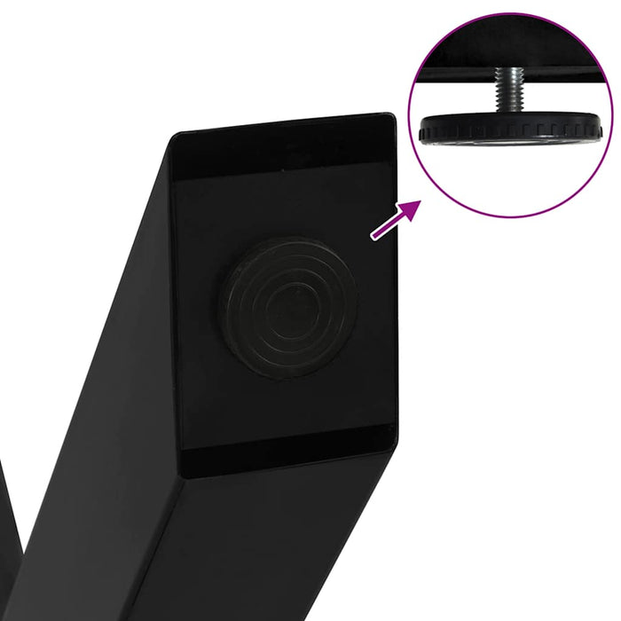 Gambe per tavolo da pranzo a forma di X 2 pz nere 70x(72-73) cm in acciaio