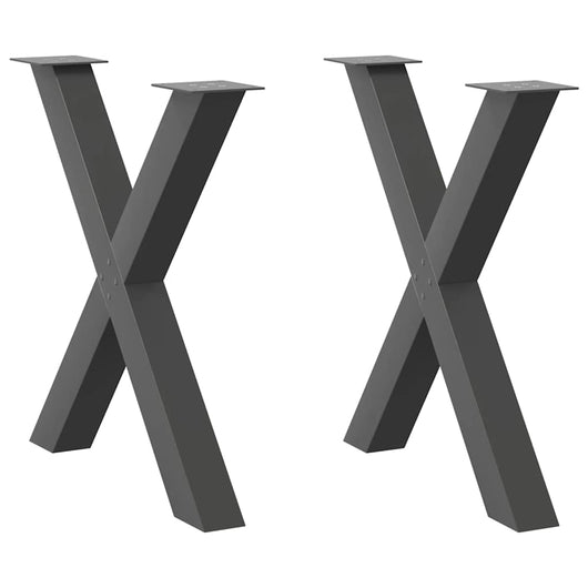 Set di 2 gambe per tavolo da pranzo a forma di X 70 x 73 cm con piedini regolabili design moderno acciaio antracite 02_0057250