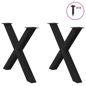 vidaXL Gambe per tavolo da pranzo a forma di X 2 pz nere 90x(72-73) cm in acciaio