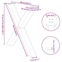 vidaXL Gambe per tavolo da pranzo a forma di X 2 pz nere 90x(72-73) cm in acciaio