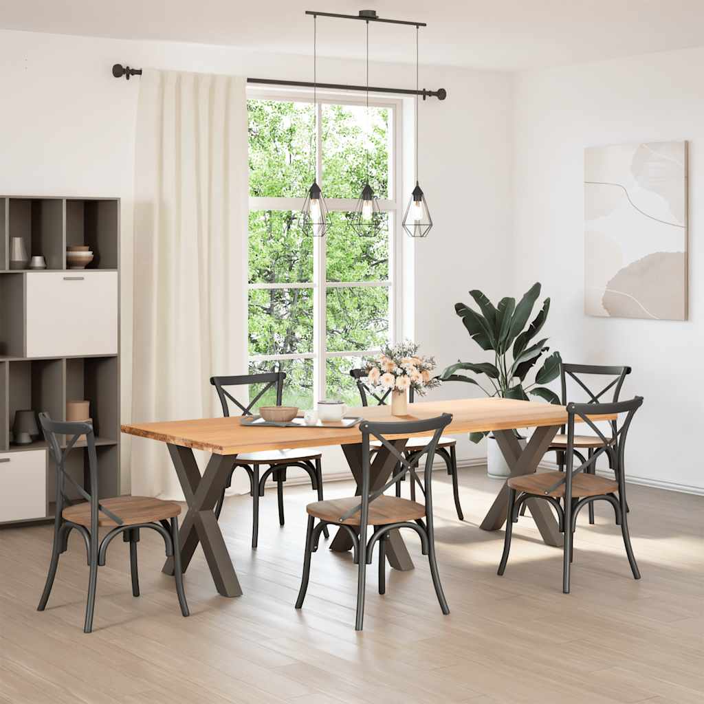 vidaXL Gambe per tavolo da pranzo a forma di X 3 pz in acciaio naturale 70x(72-73) cm