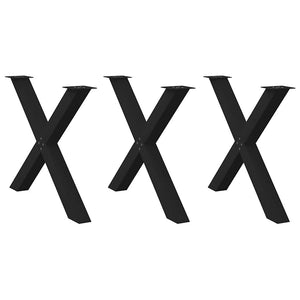 Gambe per tavolo da pranzo a forma di X 3 pz nere 90x(72-73) cm in acciaio