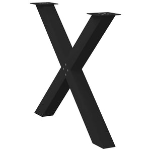 Gambe per tavolo da pranzo a forma di X 3 pz nere 90x(72-73) cm in acciaio