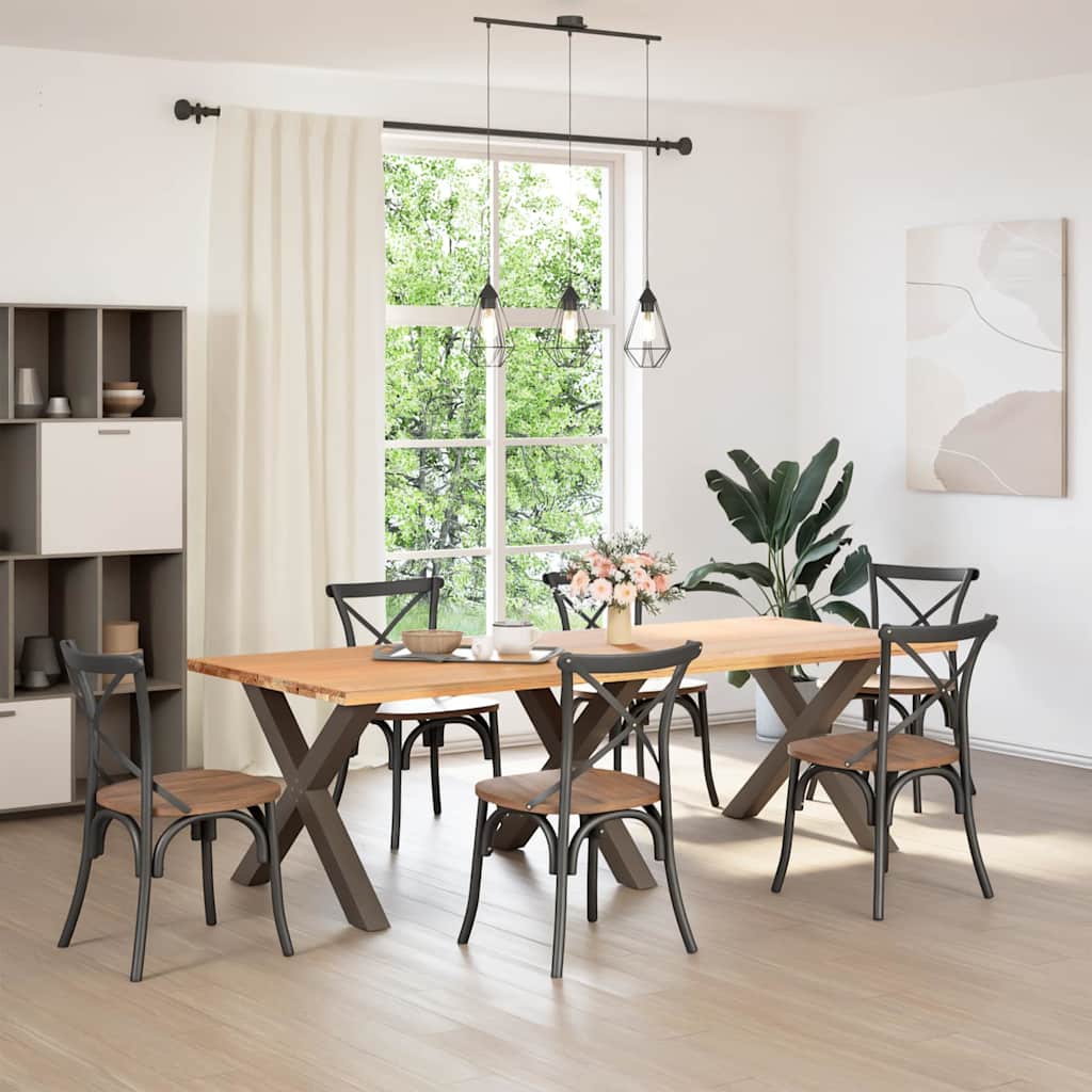 Gambe per tavolo da pranzo a forma di X 3 pz in acciaio naturale 90x(72-73) cm 4012999