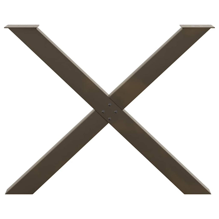 Gambe per tavolo da pranzo a forma di X 3 pz in acciaio naturale 90x(72-73) cm 4012999