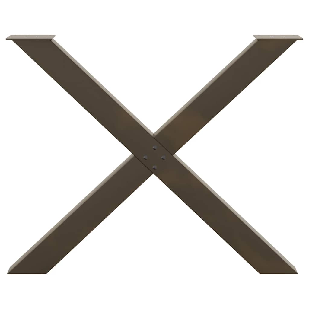 vidaXL Gambe per tavolo da pranzo a forma di X 3 pz in acciaio naturale 90x(72-73) cm